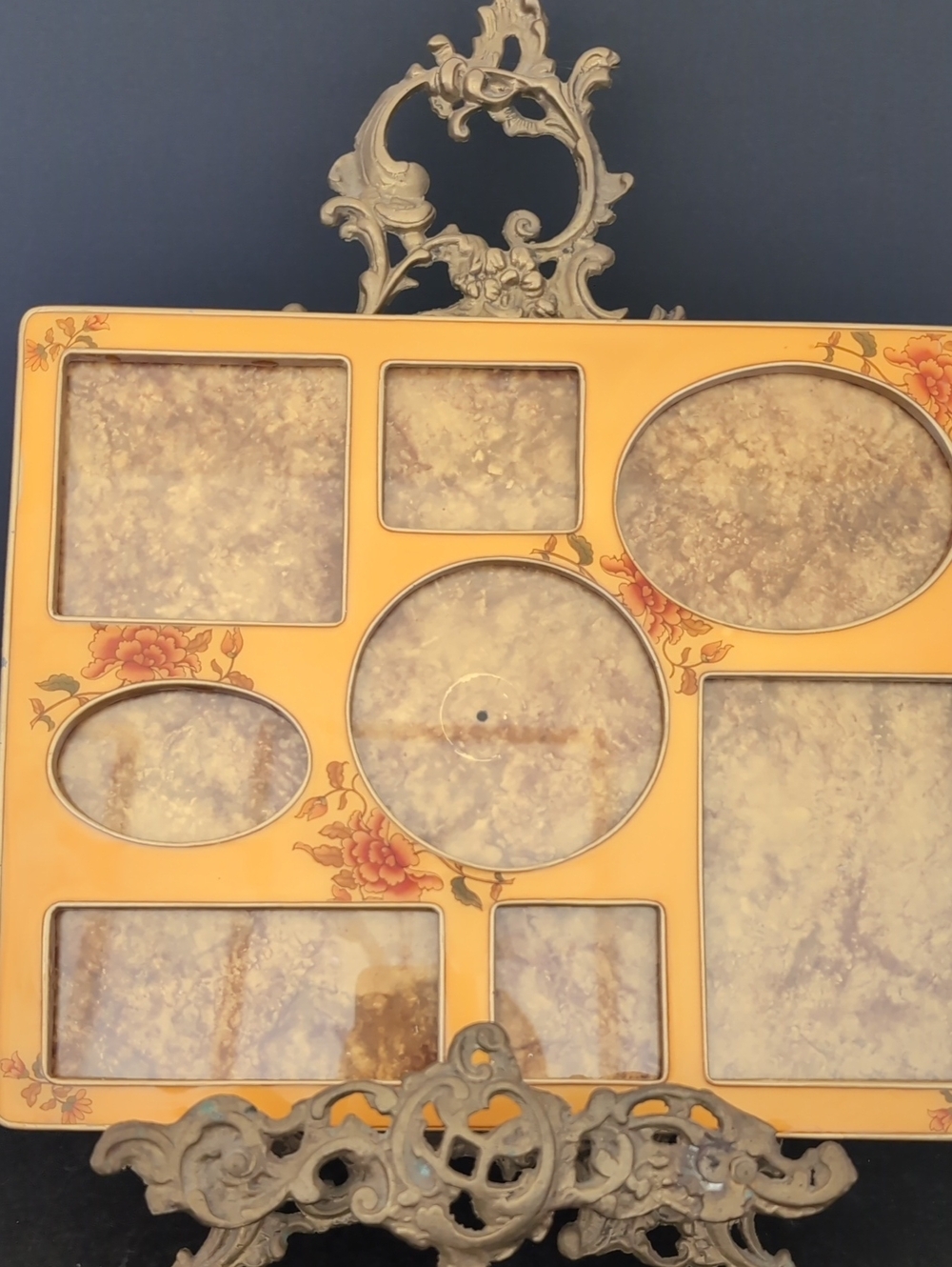 VGT,The Bucklers Inc Yellow Floral Enamel/Brass Picture Frame.
